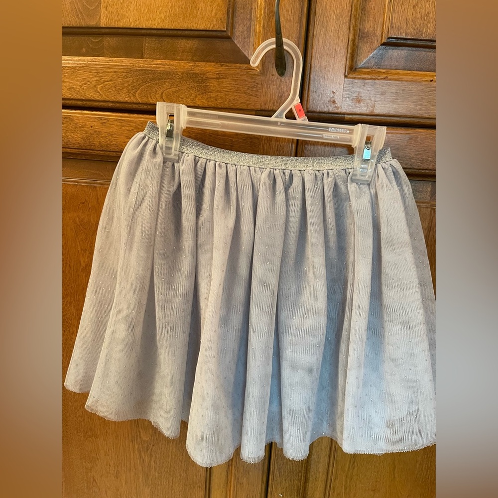 Kids Apparel Minoti Silver sparkly party skirt size 7-8